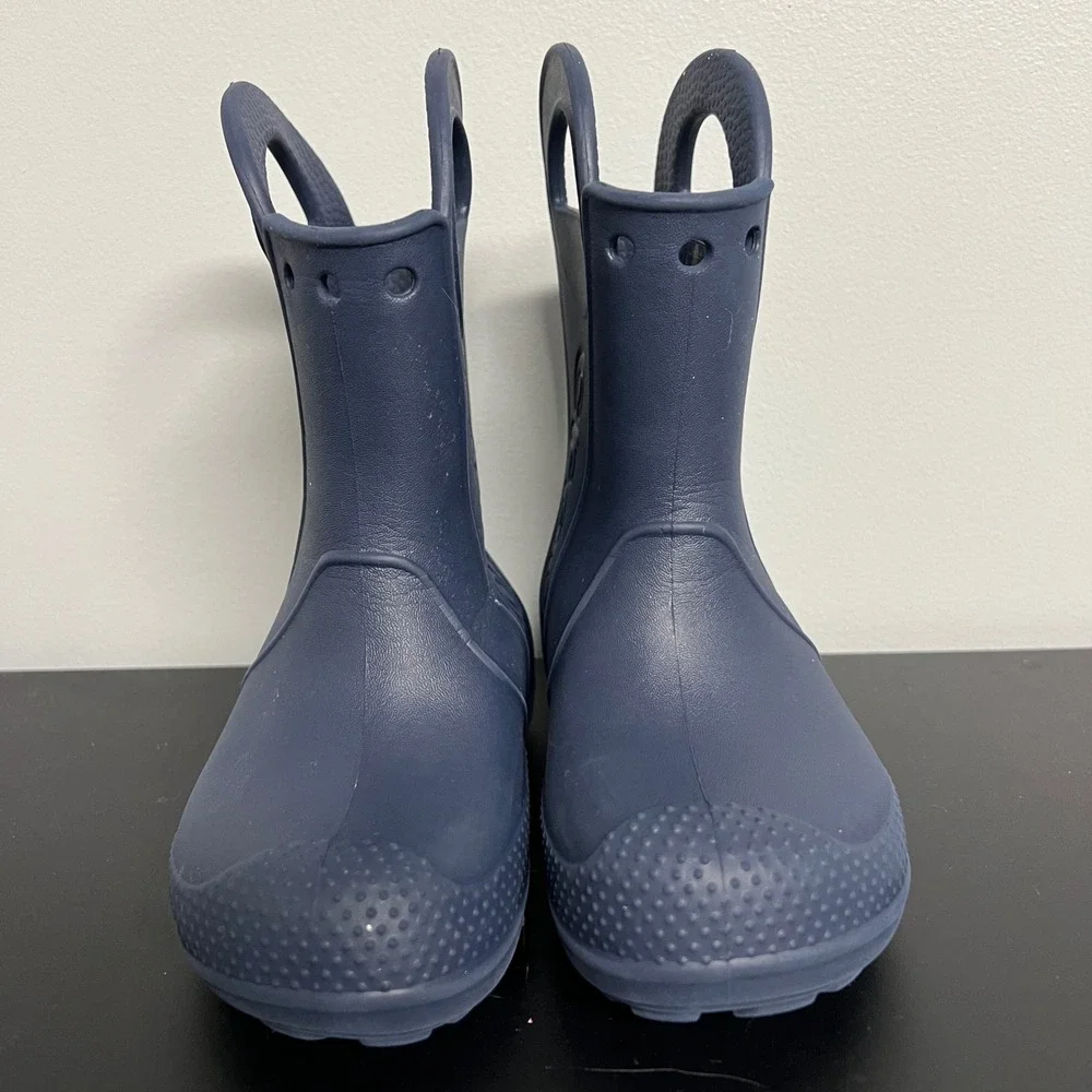 Crocs Handle It Rain Boots Kids Size C 9 Navy Blue Waterproof Pull On